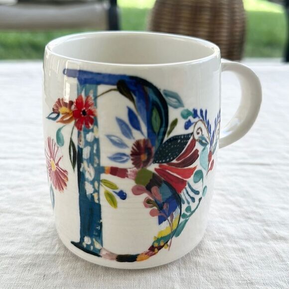 Anthropologie Petal Palette Monogrammed B Mug - Picture 1 of 5